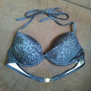 Black leopard print bikini top